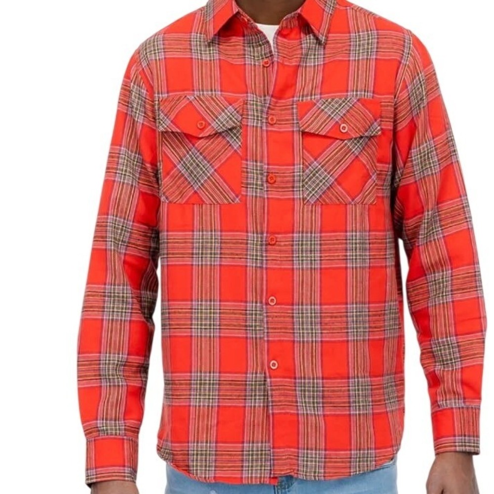 WEIV LA Red Plaid Flannel Button Up Shirt Cotton Blend Streetwear M NWT Grunge